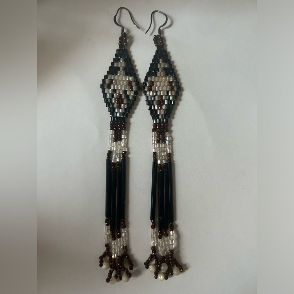 Thunderbird Multi-Beaded Tribal Style Dangle Earr… - image 2